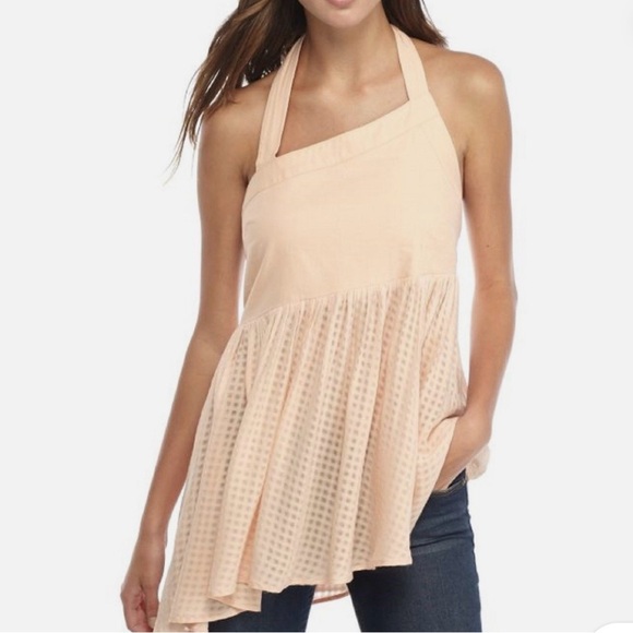 Free People Tops - NWT, Free People Just Can't Get Enough Halter Asymmetrical Top in Peach, Medium